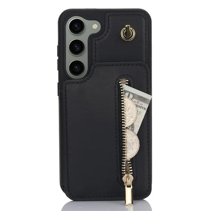 For Samsung Galaxy S23 Case with Card Holder Crossbody Leather Back Cover RFID Blocking