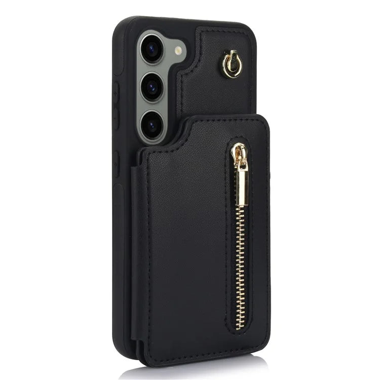 For Samsung Galaxy S23 Case with Card Holder Crossbody Leather Back Cover RFID Blocking