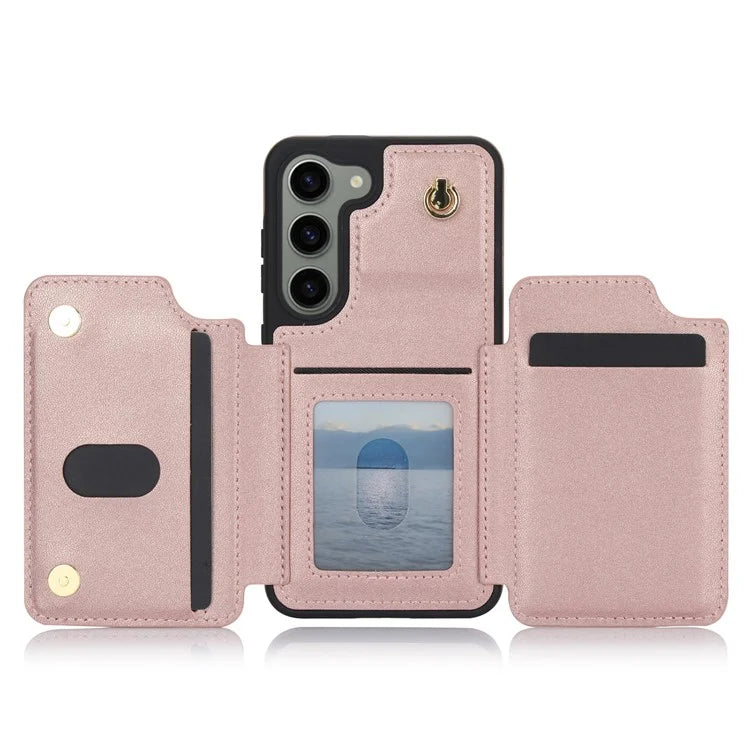 For Samsung Galaxy S23 Case with Card Holder Crossbody Leather Back Cover RFID Blocking