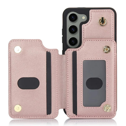 For Samsung Galaxy S23 Case with Card Holder Crossbody Leather Back Cover RFID Blocking