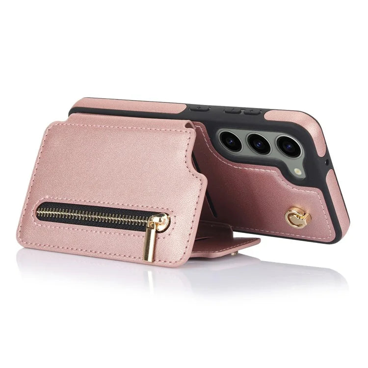 For Samsung Galaxy S23 Case with Card Holder Crossbody Leather Back Cover RFID Blocking