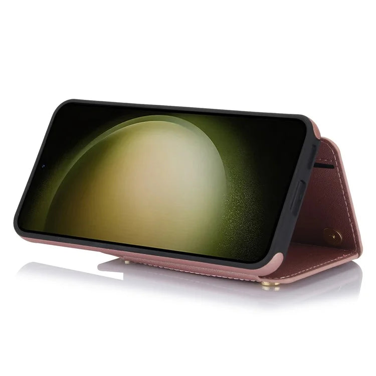 For Samsung Galaxy S23 Case with Card Holder Crossbody Leather Back Cover RFID Blocking