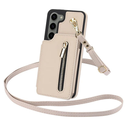 For Samsung Galaxy S23 Case with Card Holder Crossbody Leather Back Cover RFID Blocking