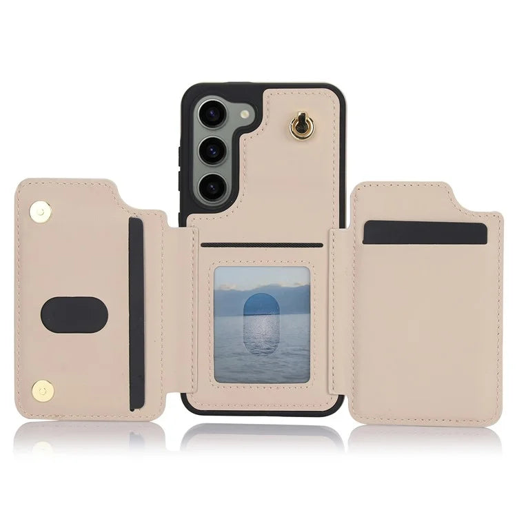 For Samsung Galaxy S23 Case with Card Holder Crossbody Leather Back Cover RFID Blocking