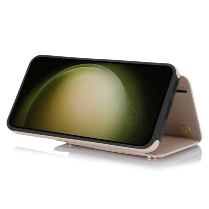 For Samsung Galaxy S23 Case with Card Holder Crossbody Leather Back Cover RFID Blocking