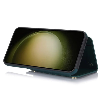 For Samsung Galaxy S23 Case with Card Holder Crossbody Leather Back Cover RFID Blockingish Green