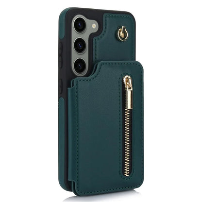 For Samsung Galaxy S23 Case with Card Holder Crossbody Leather Back Cover RFID Blockingish Green