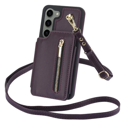 For Samsung Galaxy S23 Case with Card Holder Crossbody Leather Back Cover RFID Blocking