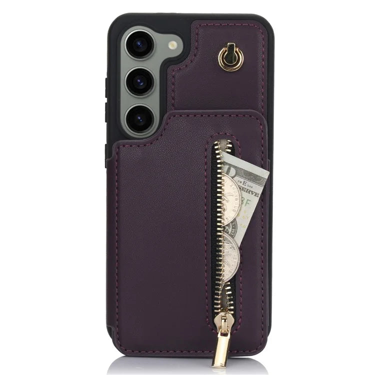 For Samsung Galaxy S23 Case with Card Holder Crossbody Leather Back Cover RFID Blocking