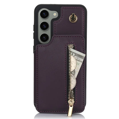For Samsung Galaxy S23 Case with Card Holder Crossbody Leather Back Cover RFID Blocking