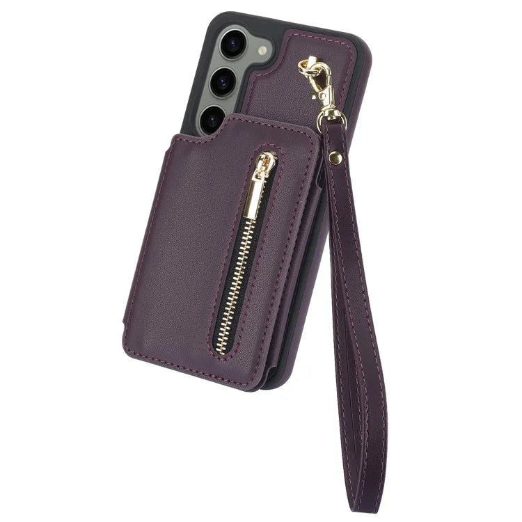For Samsung Galaxy S23 Case with Card Holder Crossbody Leather Back Cover RFID Blocking