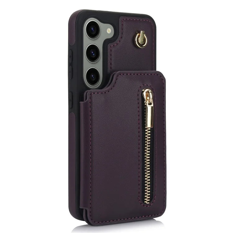 For Samsung Galaxy S23 Case with Card Holder Crossbody Leather Back Cover RFID Blocking