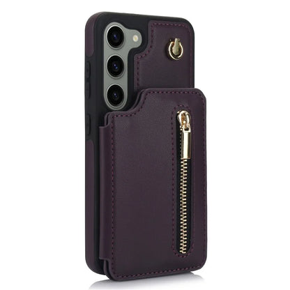 For Samsung Galaxy S23 Case with Card Holder Crossbody Leather Back Cover RFID Blocking