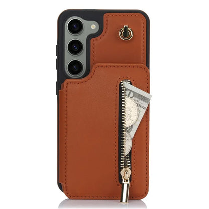 For Samsung Galaxy S23 Case with Card Holder Crossbody Leather Back Cover RFID Blocking