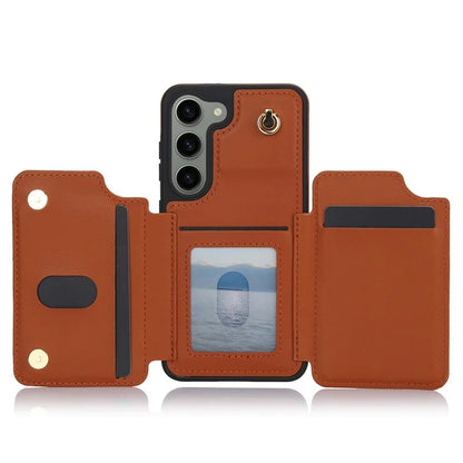 For Samsung Galaxy S23 Case with Card Holder Crossbody Leather Back Cover RFID Blocking