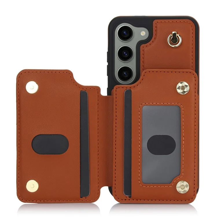 For Samsung Galaxy S23 Case with Card Holder Crossbody Leather Back Cover RFID Blocking