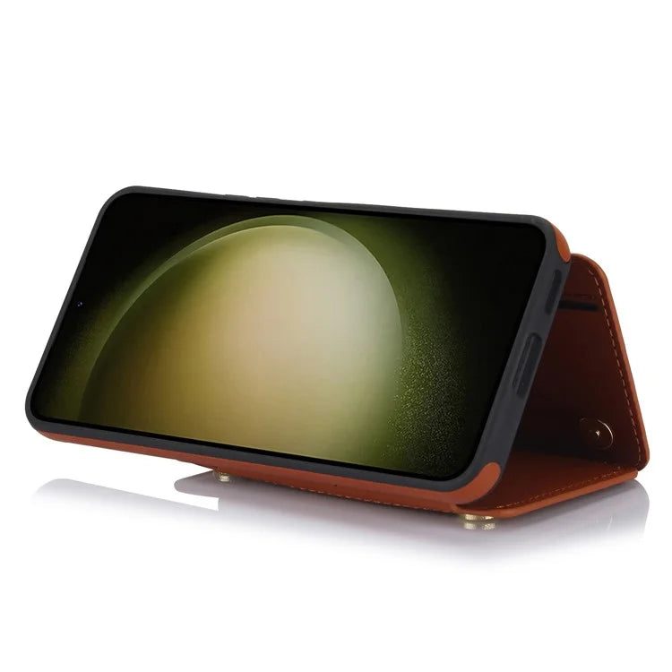 For Samsung Galaxy S23 Case with Card Holder Crossbody Leather Back Cover RFID Blocking