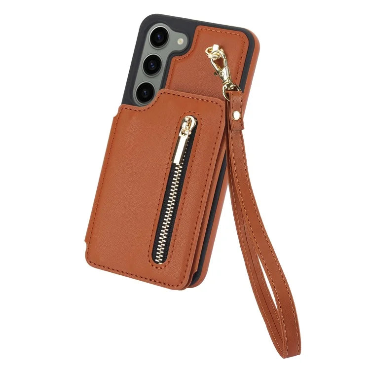 For Samsung Galaxy S23 Case with Card Holder Crossbody Leather Back Cover RFID Blocking