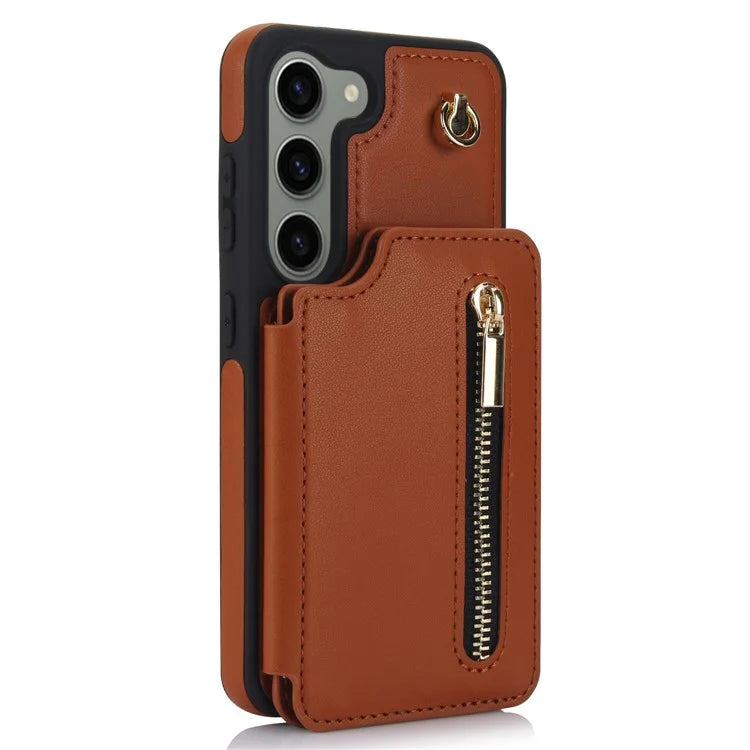 For Samsung Galaxy S23 Case with Card Holder Crossbody Leather Back Cover RFID Blocking