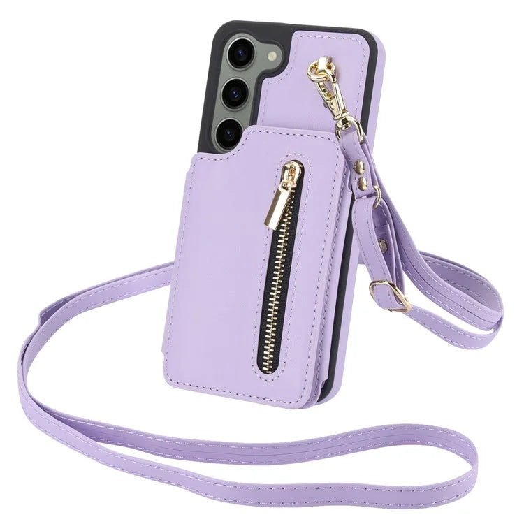 For Samsung Galaxy S23 Case with Card Holder Crossbody Leather Back Cover RFID Blocking