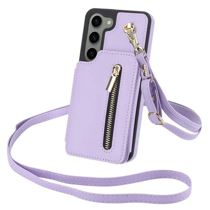 For Samsung Galaxy S23 Case with Card Holder Crossbody Leather Back Cover RFID Blocking