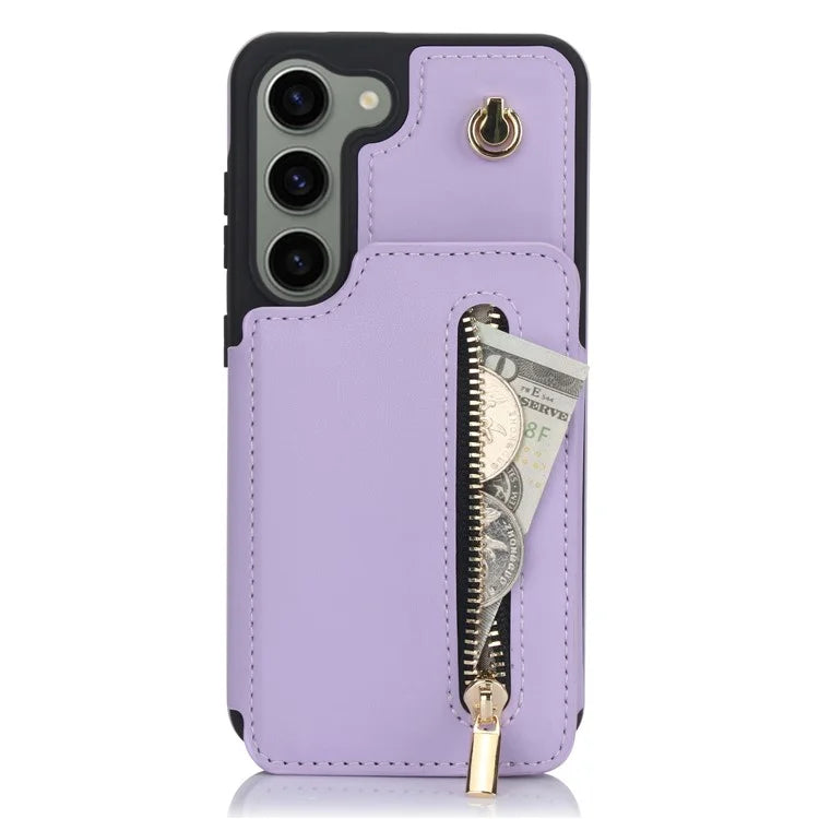 For Samsung Galaxy S23 Case with Card Holder Crossbody Leather Back Cover RFID Blocking