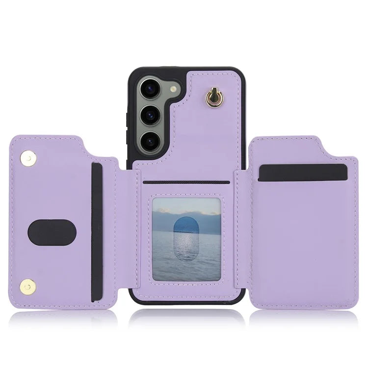 For Samsung Galaxy S23 Case with Card Holder Crossbody Leather Back Cover RFID Blocking