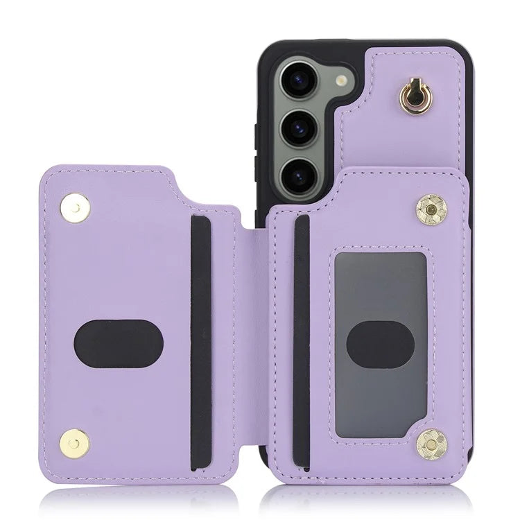 For Samsung Galaxy S23 Case with Card Holder Crossbody Leather Back Cover RFID Blocking