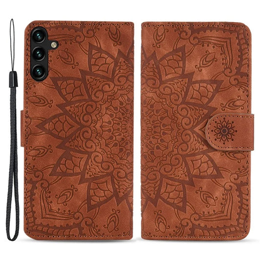 For Samsung Galaxy A25 5G (Global) (161.0 x 76.5 x 8.3mm) Case Flower Imprinted PU Leather Phone Cover