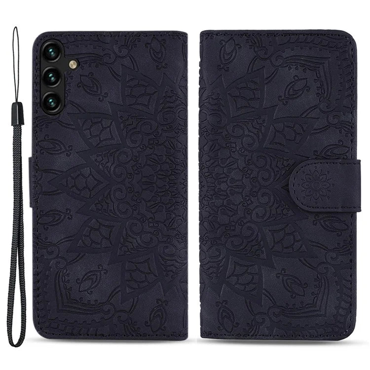 For Samsung Galaxy A25 5G (Global) (161.0 x 76.5 x 8.3mm) Case Flower Imprinted PU Leather Phone Cover