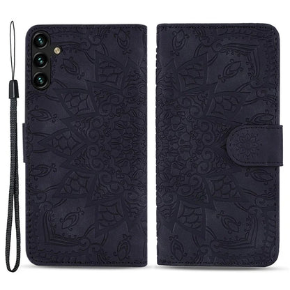 For Samsung Galaxy A25 5G (Global) (161.0 x 76.5 x 8.3mm) Case Flower Imprinted PU Leather Phone Cover