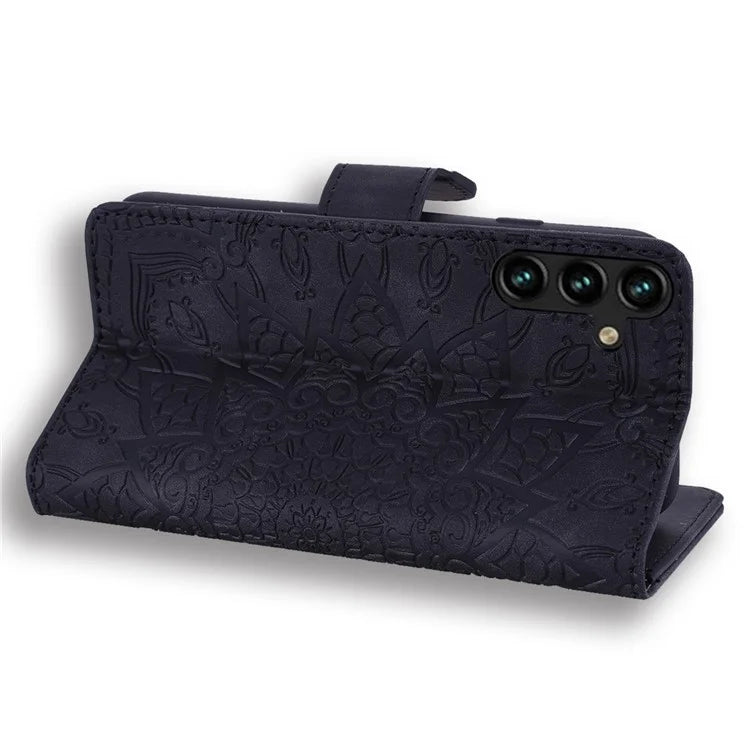 For Samsung Galaxy A25 5G (Global) (161.0 x 76.5 x 8.3mm) Case Flower Imprinted PU Leather Phone Cover