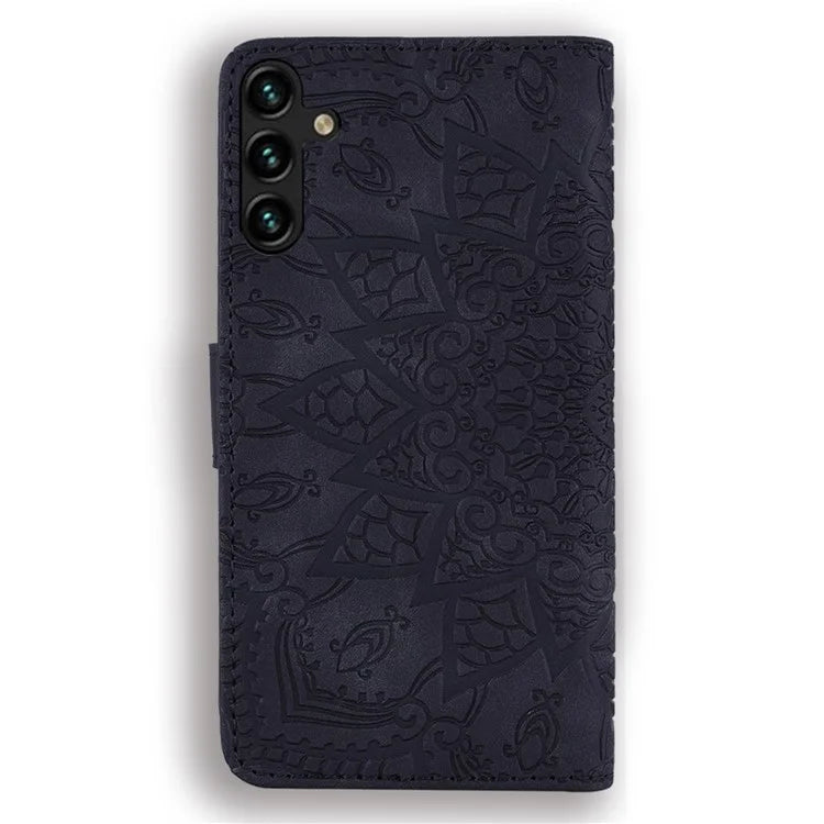 For Samsung Galaxy A25 5G (Global) (161.0 x 76.5 x 8.3mm) Case Flower Imprinted PU Leather Phone Cover
