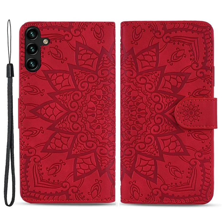 For Samsung Galaxy A25 5G (Global) (161.0 x 76.5 x 8.3mm) Case Flower Imprinted PU Leather Phone Cover