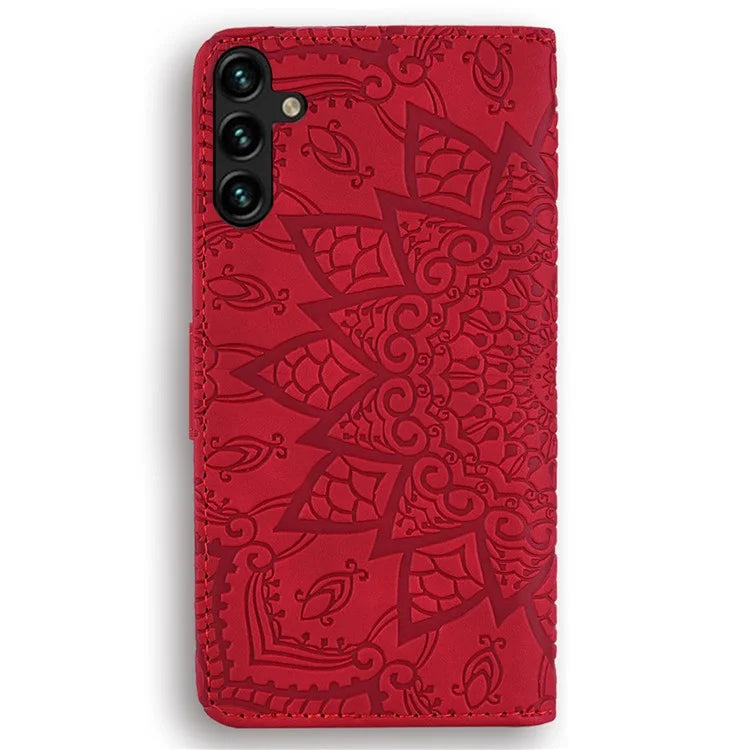 For Samsung Galaxy A25 5G (Global) (161.0 x 76.5 x 8.3mm) Case Flower Imprinted PU Leather Phone Cover