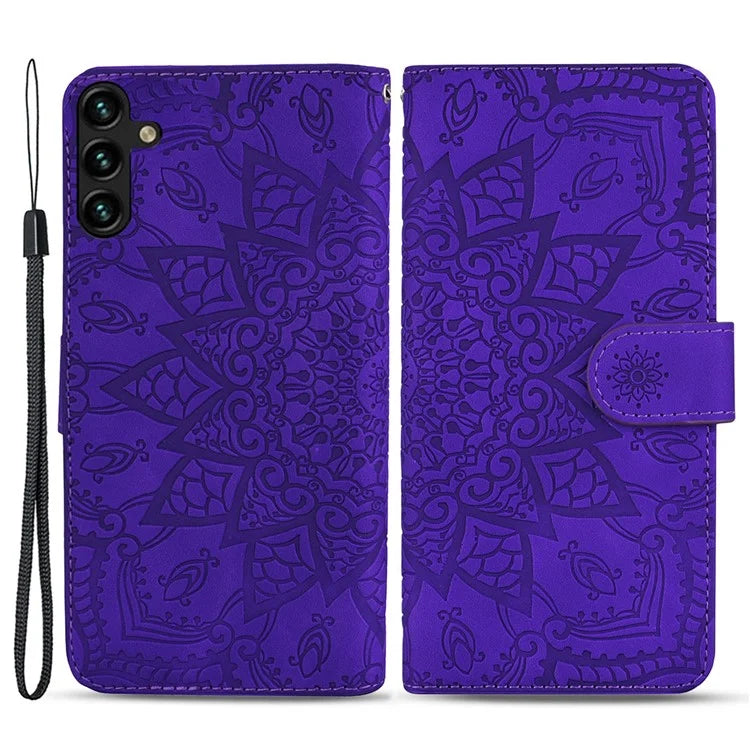 For Samsung Galaxy A25 5G (Global) (161.0 x 76.5 x 8.3mm) Case Flower Imprinted PU Leather Phone Cover