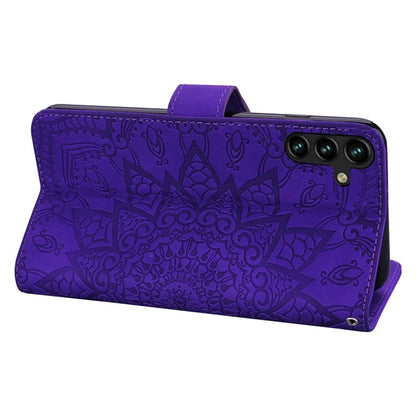 For Samsung Galaxy A25 5G (Global) (161.0 x 76.5 x 8.3mm) Case Flower Imprinted PU Leather Phone Cover