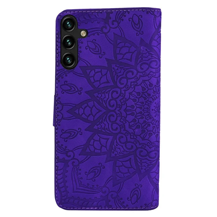 For Samsung Galaxy A25 5G (Global) (161.0 x 76.5 x 8.3mm) Case Flower Imprinted PU Leather Phone Cover