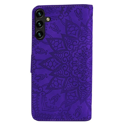 For Samsung Galaxy A25 5G (Global) (161.0 x 76.5 x 8.3mm) Case Flower Imprinted PU Leather Phone Cover