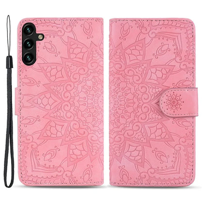 For Samsung Galaxy A25 5G (Global) (161.0 x 76.5 x 8.3mm) Case Flower Imprinted PU Leather Phone Cover
