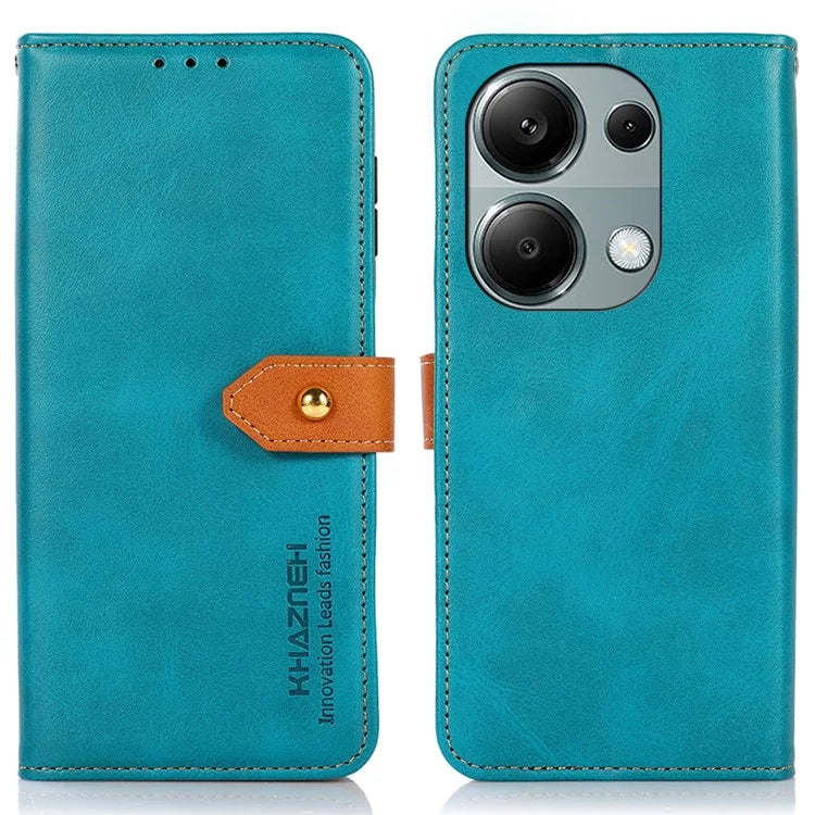KHAZNEH For Xiaomi Redmi Note 13 4G Leather Case Golden Magnetic Buckle Protective Phone Cover