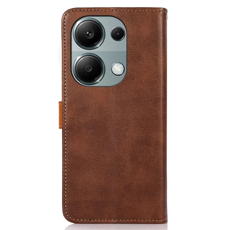 KHAZNEH For Xiaomi Redmi Note 13 4G Leather Case Golden Magnetic Buckle Protective Phone Cover