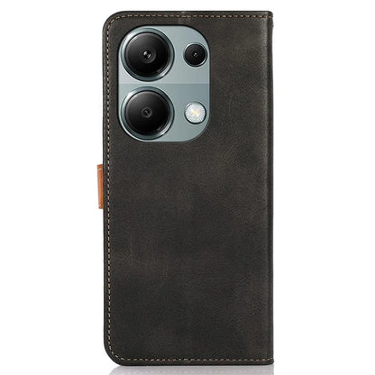 KHAZNEH For Xiaomi Redmi Note 13 4G Leather Case Golden Magnetic Buckle Protective Phone Cover