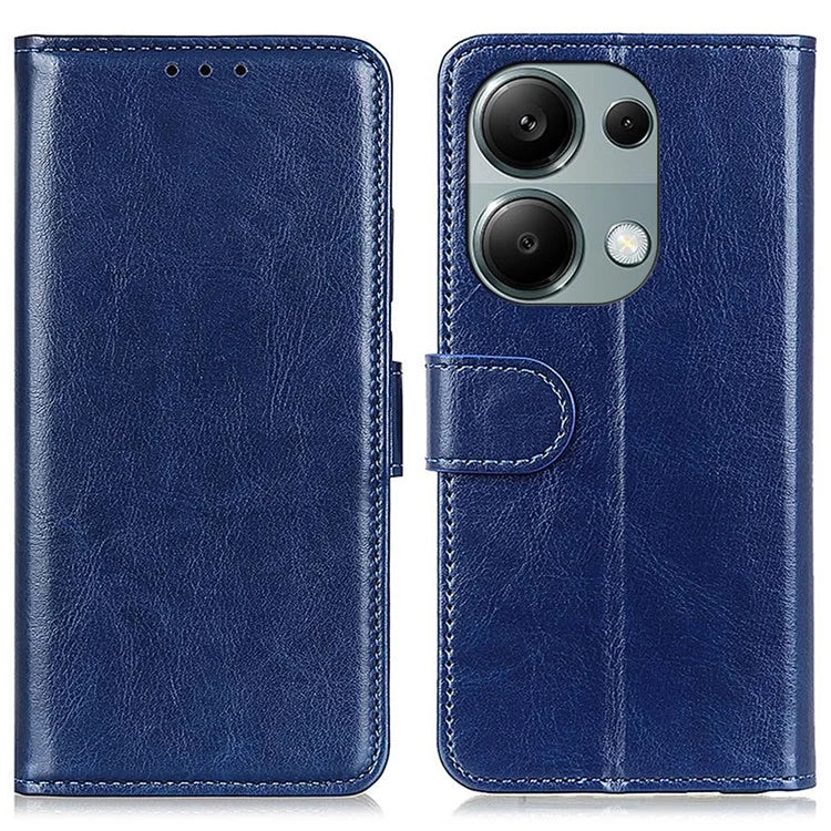 For Xiaomi Redmi Note 13 4G Leather Flip Case Wallet Crazy Horse Texture Phone Cover