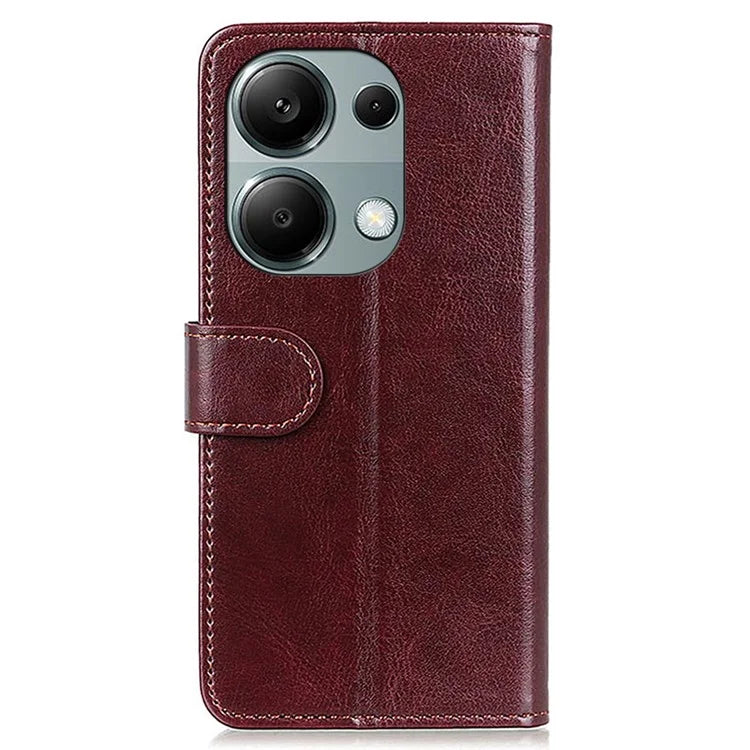 For Xiaomi Redmi Note 13 4G Leather Flip Case Wallet Crazy Horse Texture Phone Cover