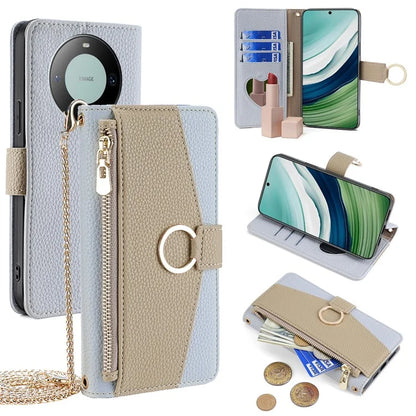 For Huawei Mate 60 Case Wallet Stand PU Leather Phone Bag Cover with Shoulder Strap
