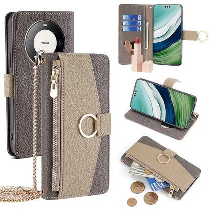 For Huawei Mate 60 Pro  /  Mate 60 Pro+ Case PU Leather Zipper Wallet Phone Bag Stand Cover