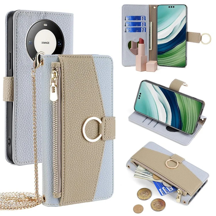 For Huawei Mate 60 Pro  /  Mate 60 Pro+ Case PU Leather Zipper Wallet Phone Bag Stand Cover