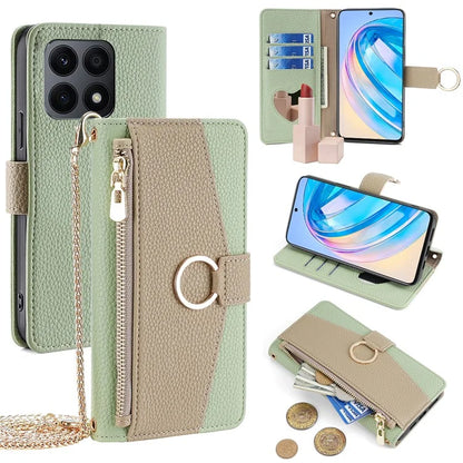 For Honor X8a 4G Crossbody Wallet Case Zipper Pocket PU Leather Phone Cover