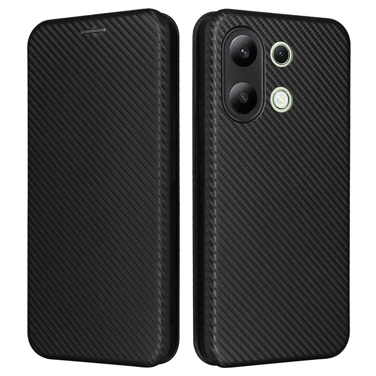For Xiaomi Redmi Note 13 4G Leather Case Carbon Fiber Texture Phone Cover Magnetic Shock Absorbing